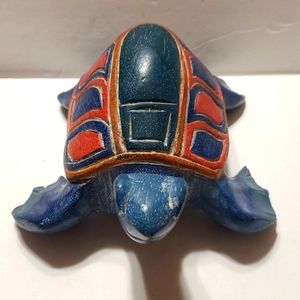 Vintage Carved and Painted Wooden Sea Turtle